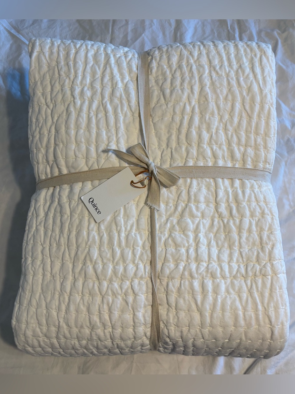 Quince European Linen Cotton Stitch Quilt - Full/Queen - White